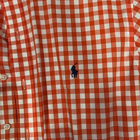 Beautiful gently worn Ralph Lauren orange Gingham button down shirt - Picture 2 of 3